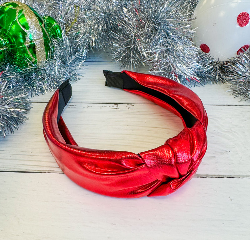 Metallic Red Knotted Headband