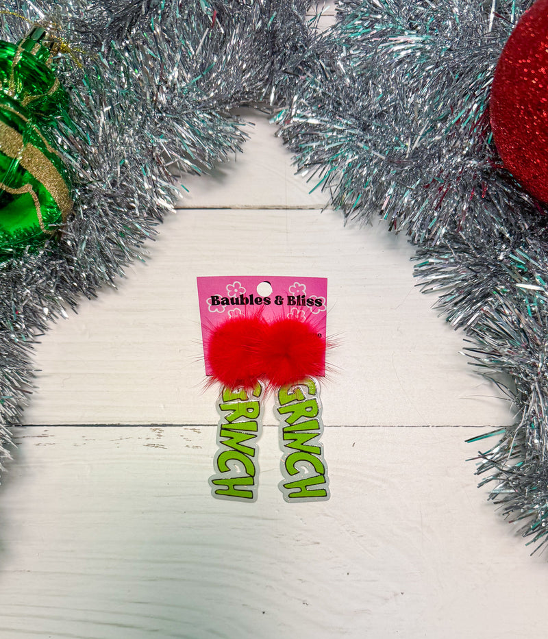 Mean One Red Pom Pom Earrings