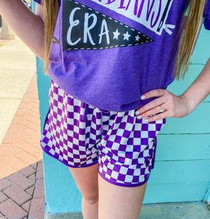 Pep Rally Purple Check Shorts