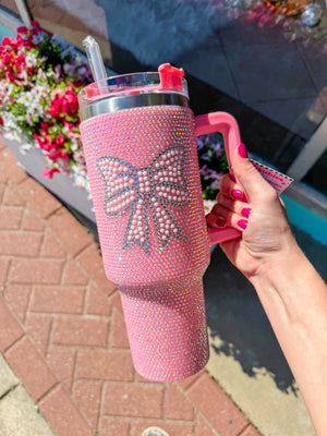 Blinged Out Bow 40oz Tumbler w/ Handle