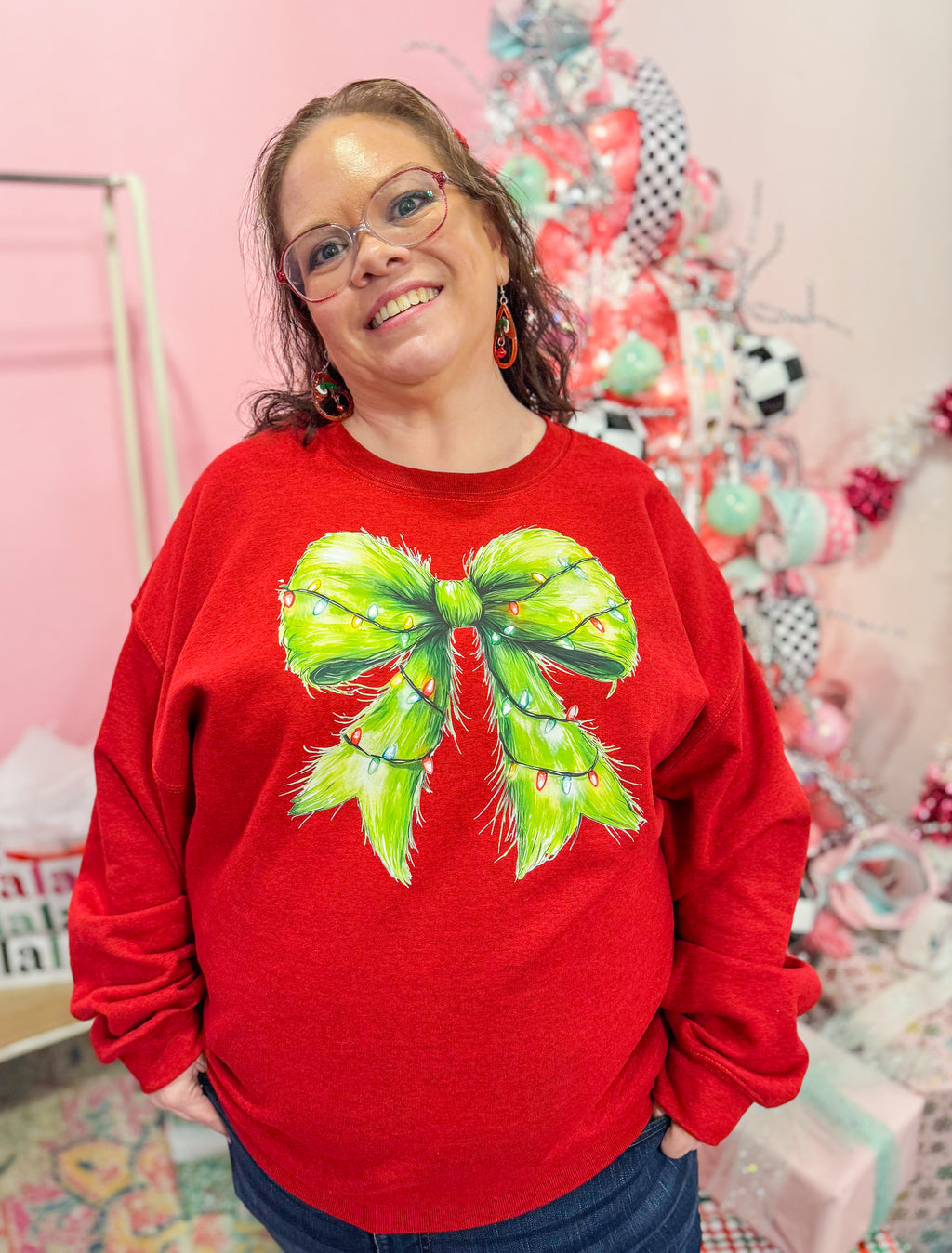 Mean One Christmas Bow Red Sweatshirt