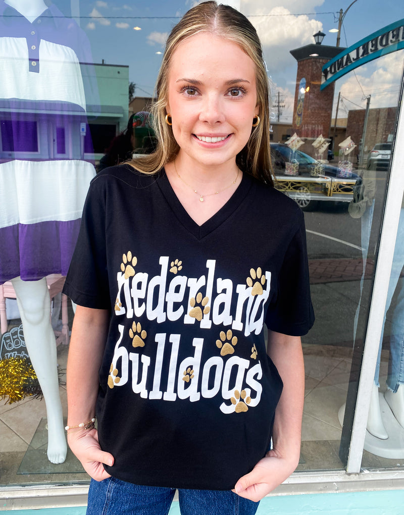 Nederland Bulldogs Paw Print V Neck Tee