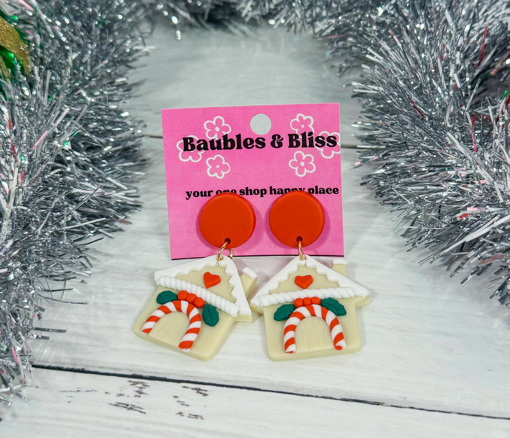 Gingerbread House Clay Earrings