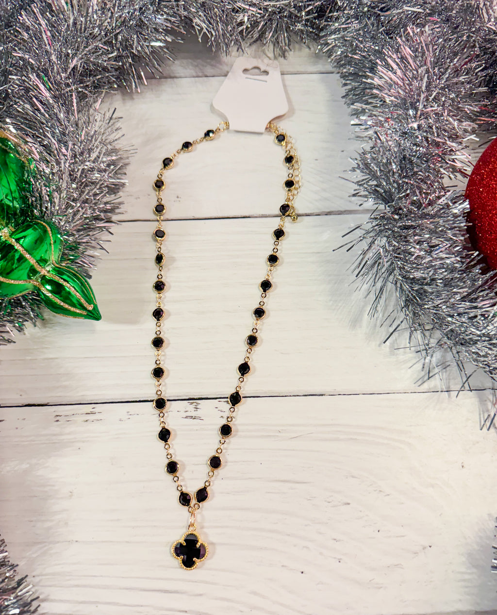 Feeling Fancy Black & Gold Quad Necklace