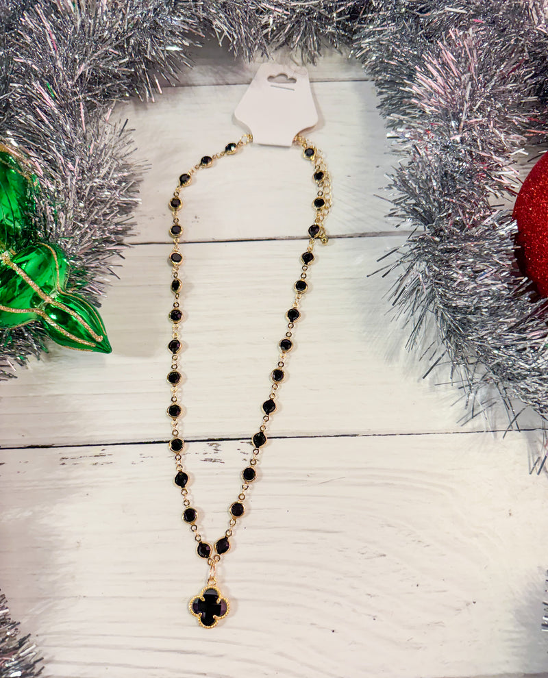 Feeling Fancy Black & Gold Quad Necklace