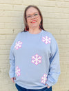 Falling Snowflakes Baby Blue Pullover Top