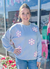 Falling Snowflakes Baby Blue Pullover Top