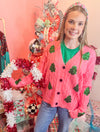 O Christmas Tree Sequin Pink Cardigan