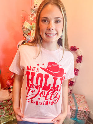 Holly Dolly Christmas Pink Tee