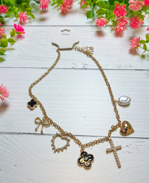 Chic Style Black & Pearl Charm Necklace