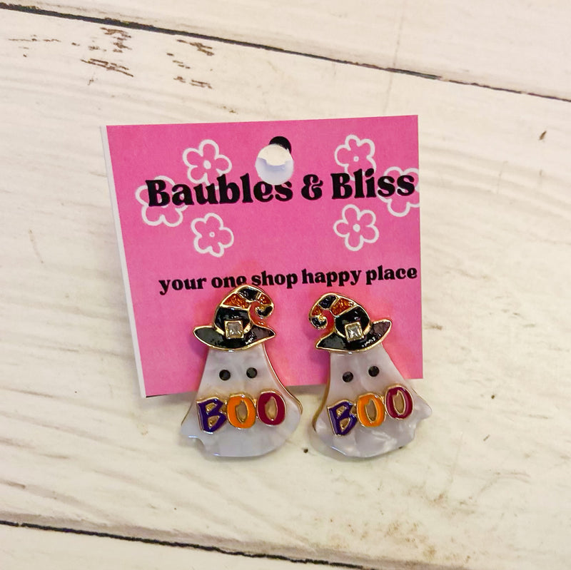 Boo Ghost Marbled Earrings