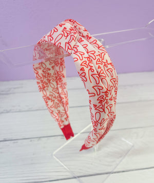 Love Red & White Knotted Headband