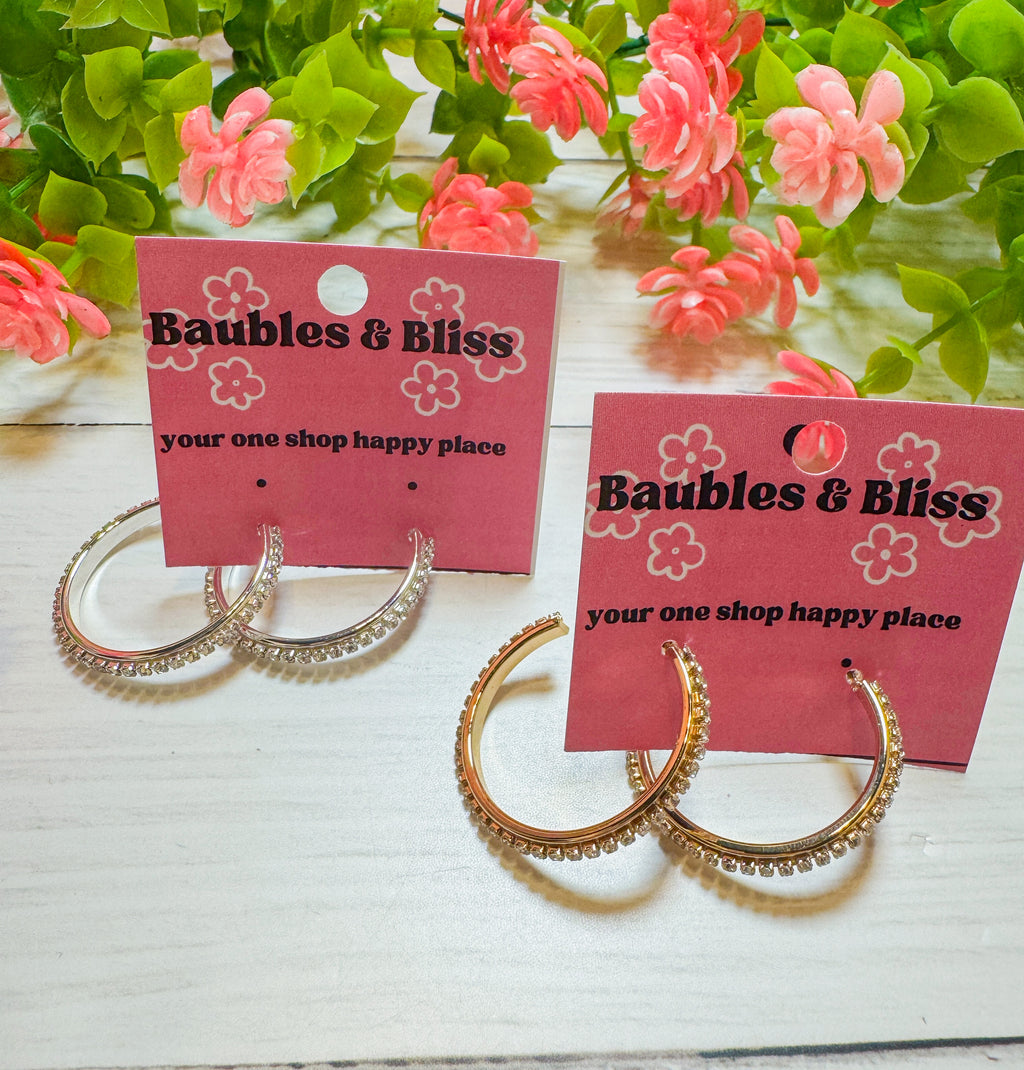 Blingin' Beauty Classic Bling Hoop Earrings