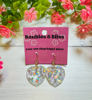 Full of Love Glitter Crystal Heart Earrings