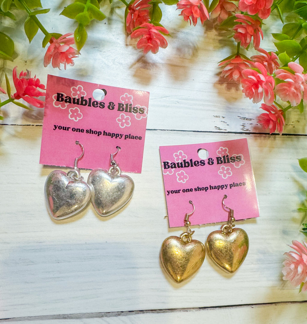 Loving You Puffy Heart Earrings