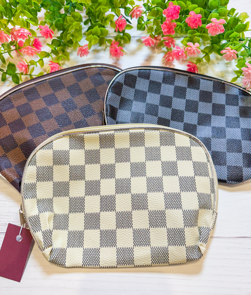 Chic Checkered Cosmetic Bag