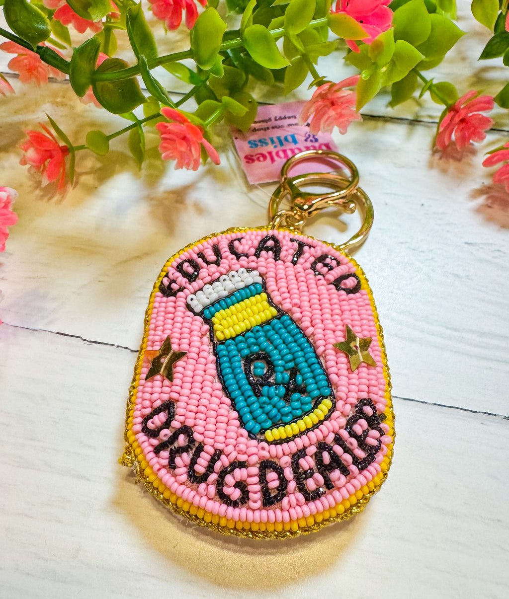 So Charming Beaded Puffy Keychain