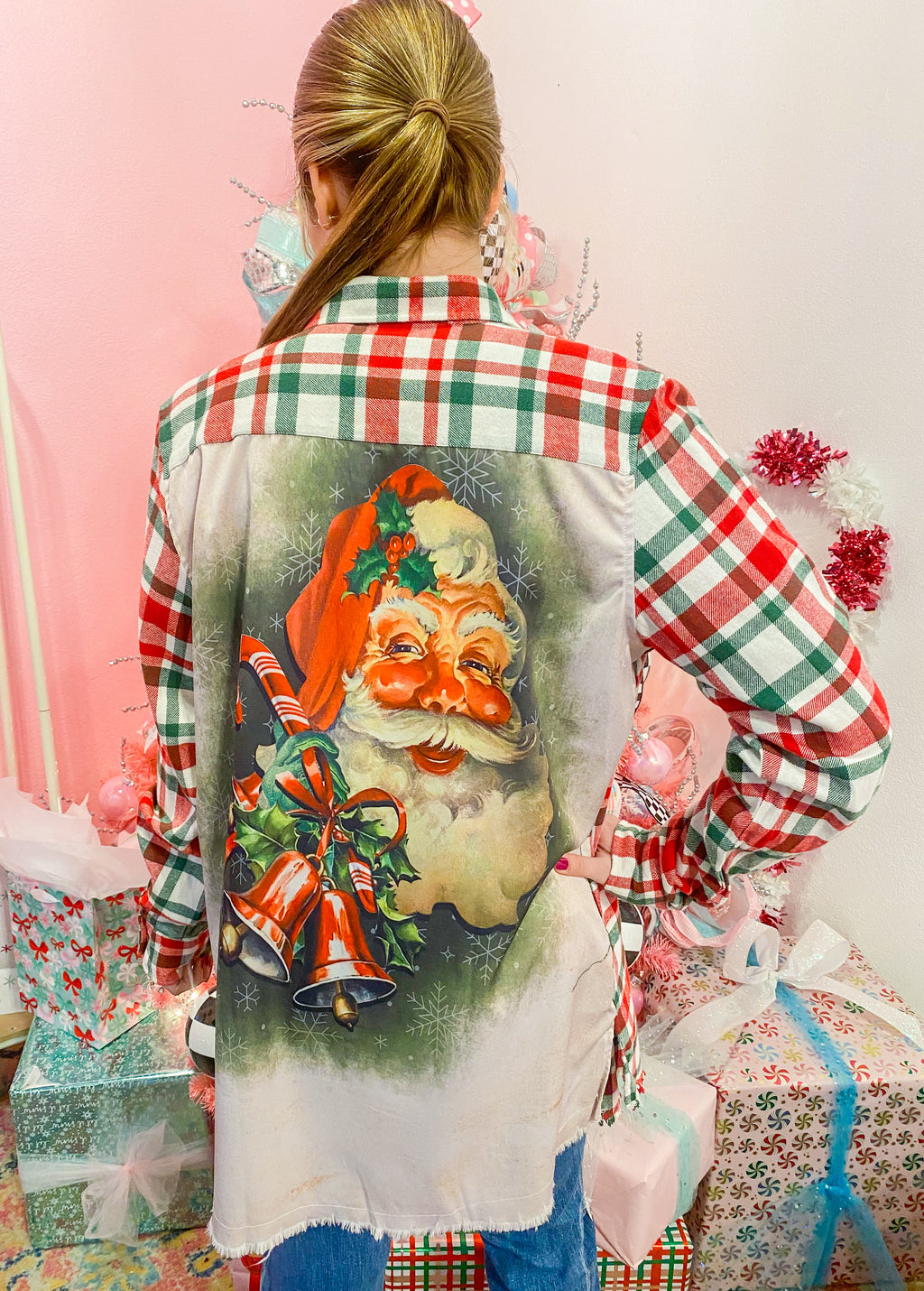 Jolly Saint Nick Silk Back Flannel Top