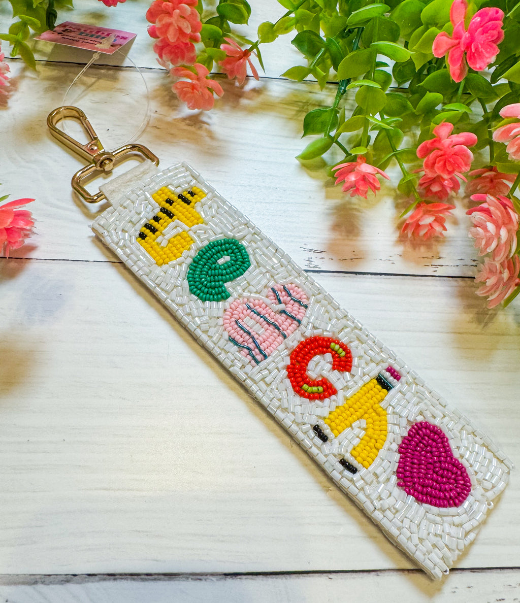 Teacher Beaded Strap Keychain