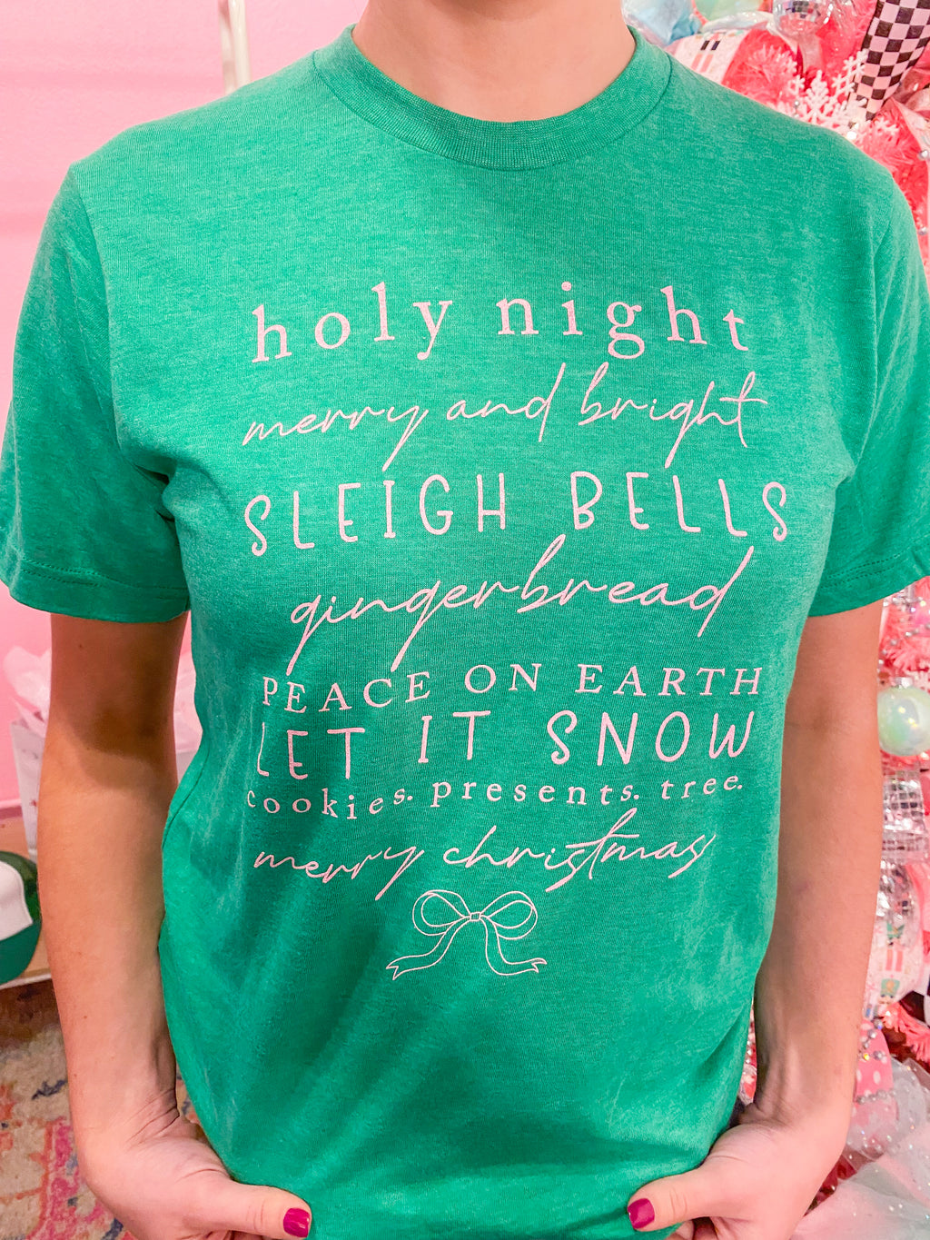 Christmas Vibes Pink & Green Tee