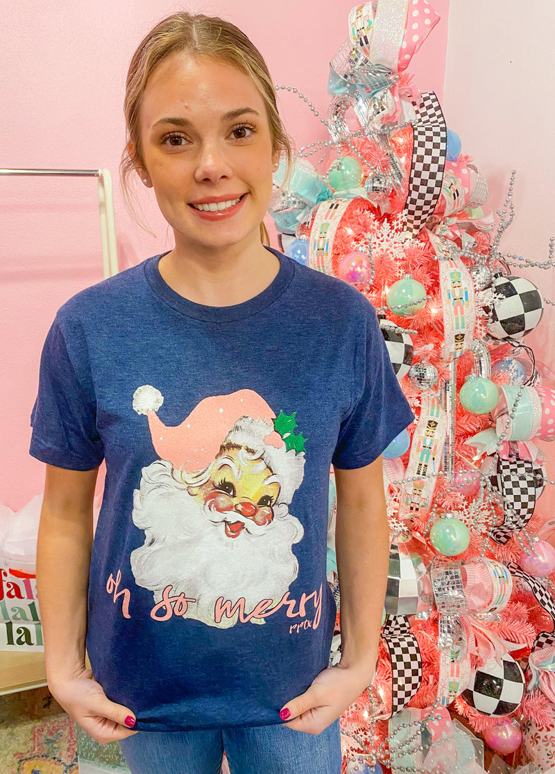 Oh So Merry Pink Santa Tee