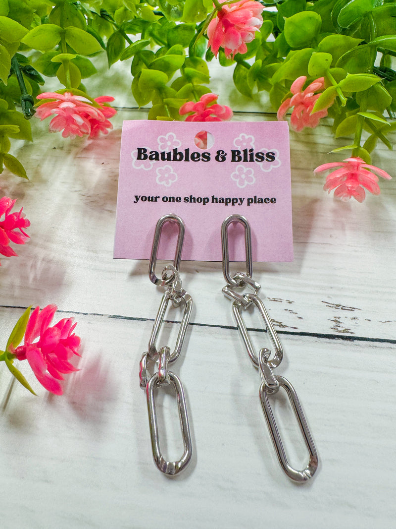 Linked Up Silver Earrings