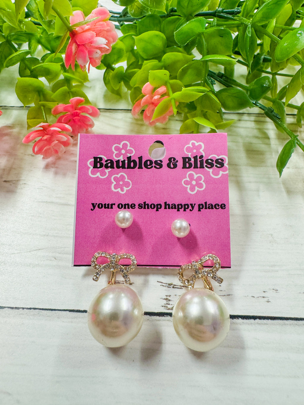 Like a Princess Pearl Bow Accent Back Hang Earrings