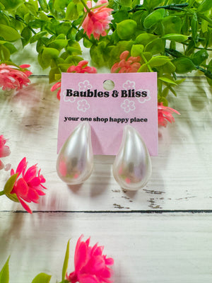 Puffy Pearl Teardrop Earrings