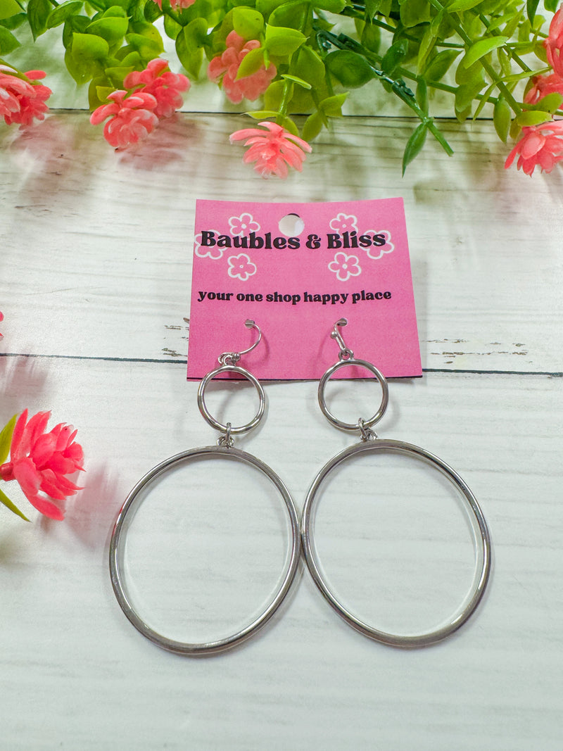 Classy Style Circle Silver Earrings