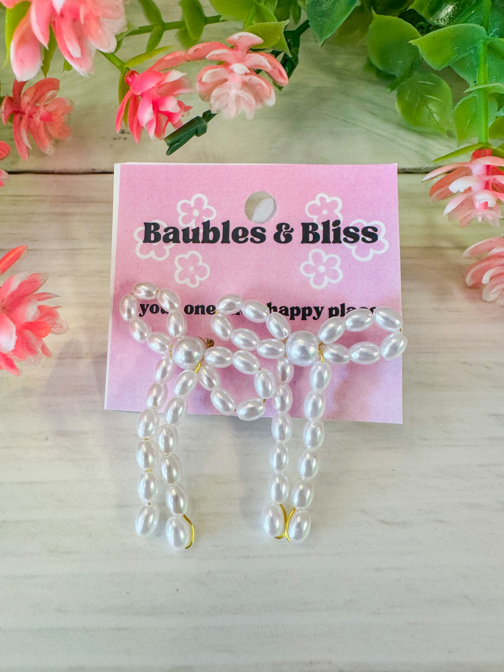 Cutesy Pearl Bow Dangle Earrings