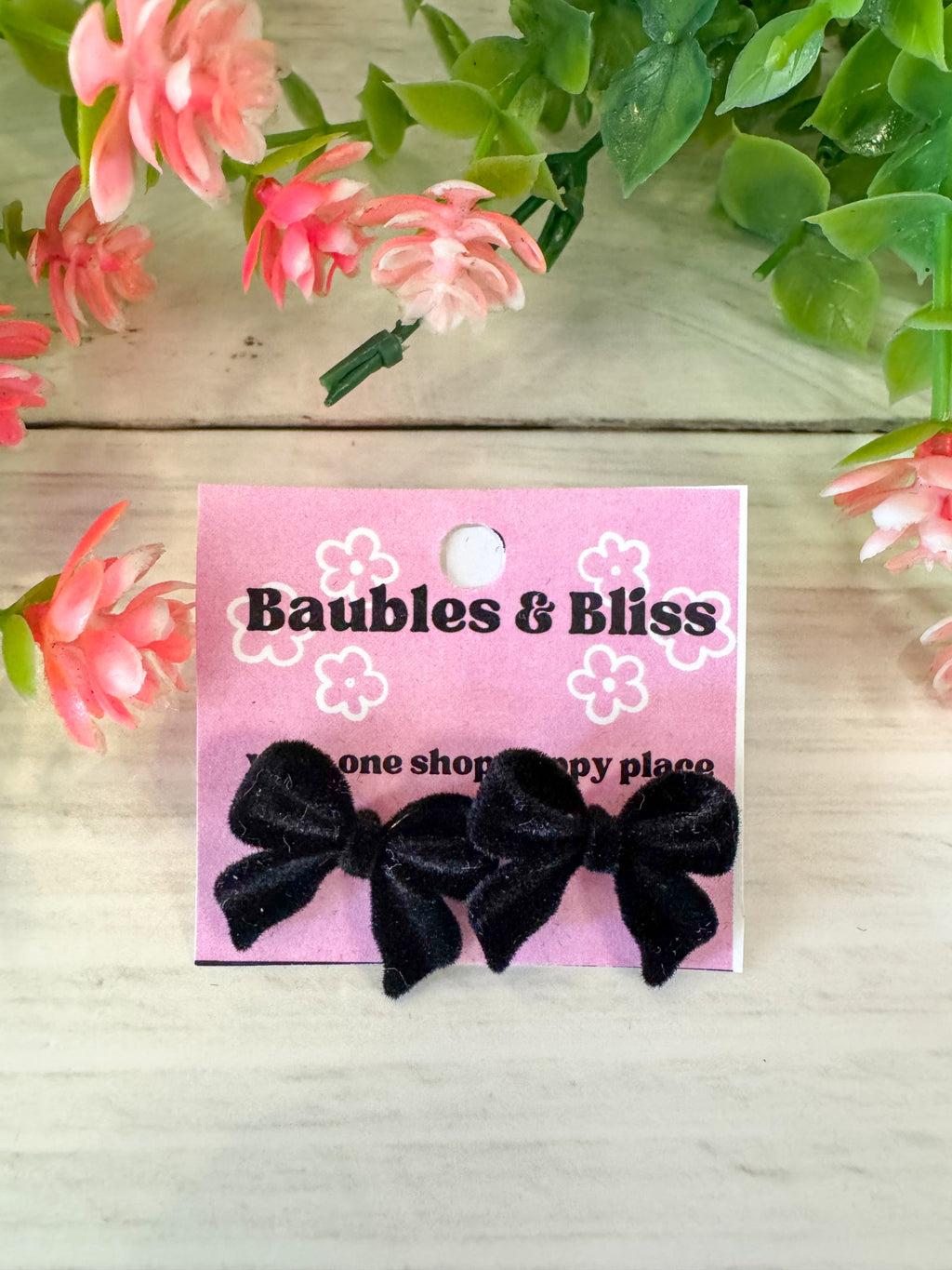 Black Velvet Bow Stud Earrings