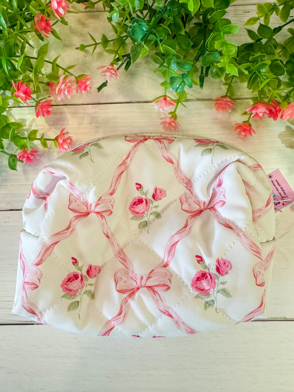 Romantic Day Bow Accent Makeup Bag