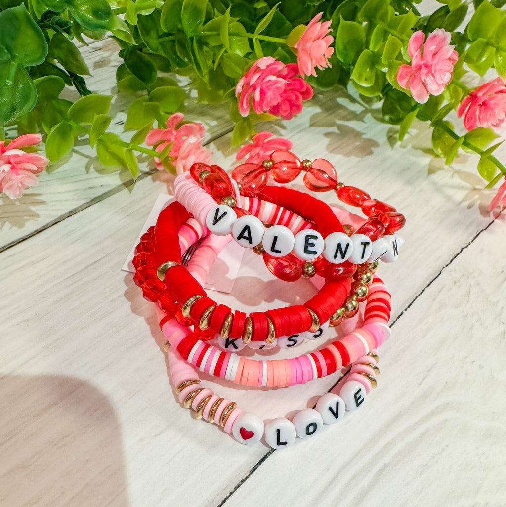 Valentine Clay Beaded Bracelet Set