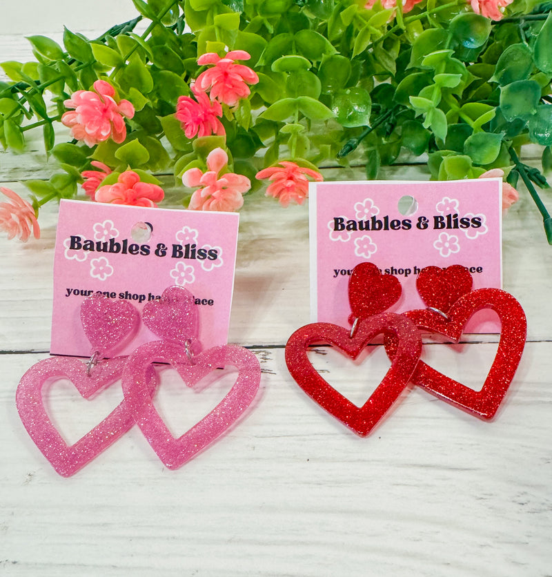 Sparkle For You Glitter Heart Earrings