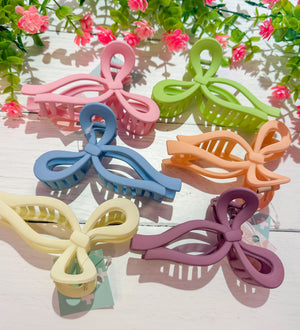 Spring Colors Matte Bow Hair Claw Clip