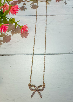 Dainty Days Gold Bling Bow Necklace