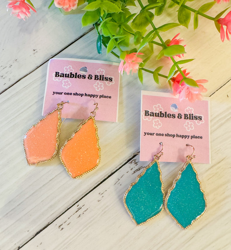 Sweet in the Springtime Glitter Teardrop Earrings