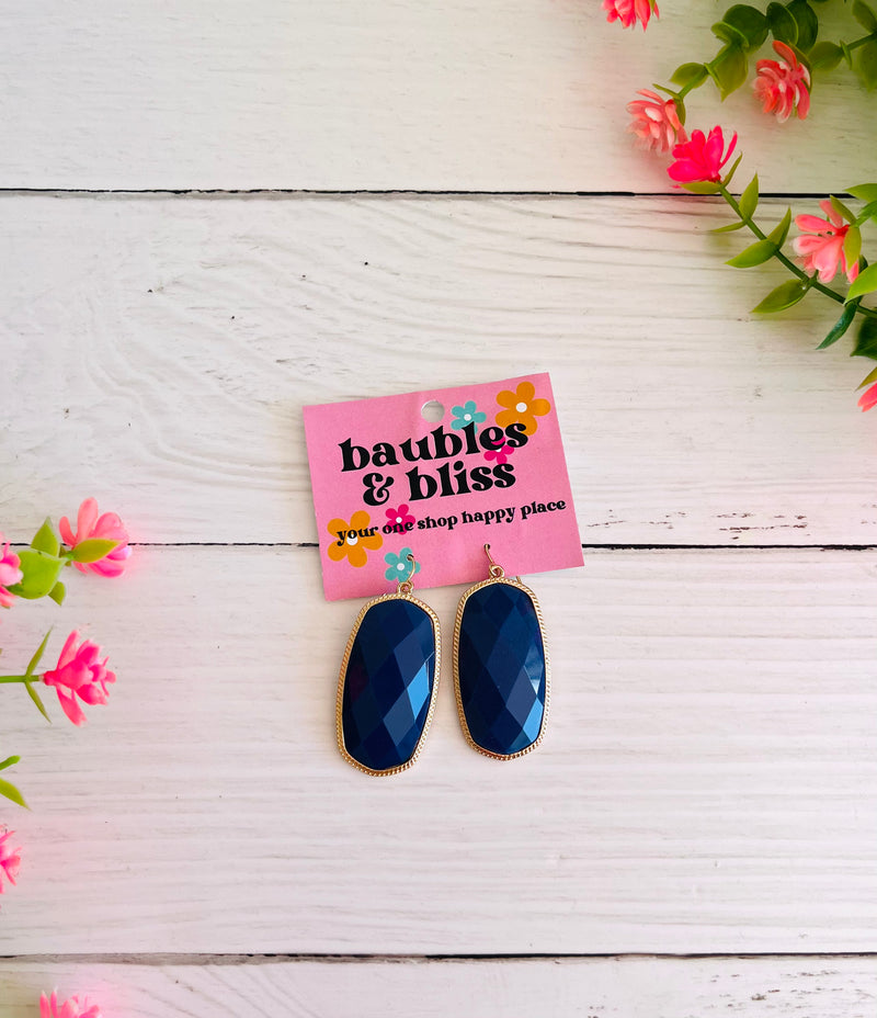 True to You Navy Blue Drop Earrings