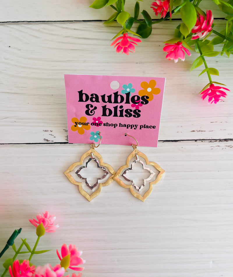Life of Luxury Two Tone Quad Earrings