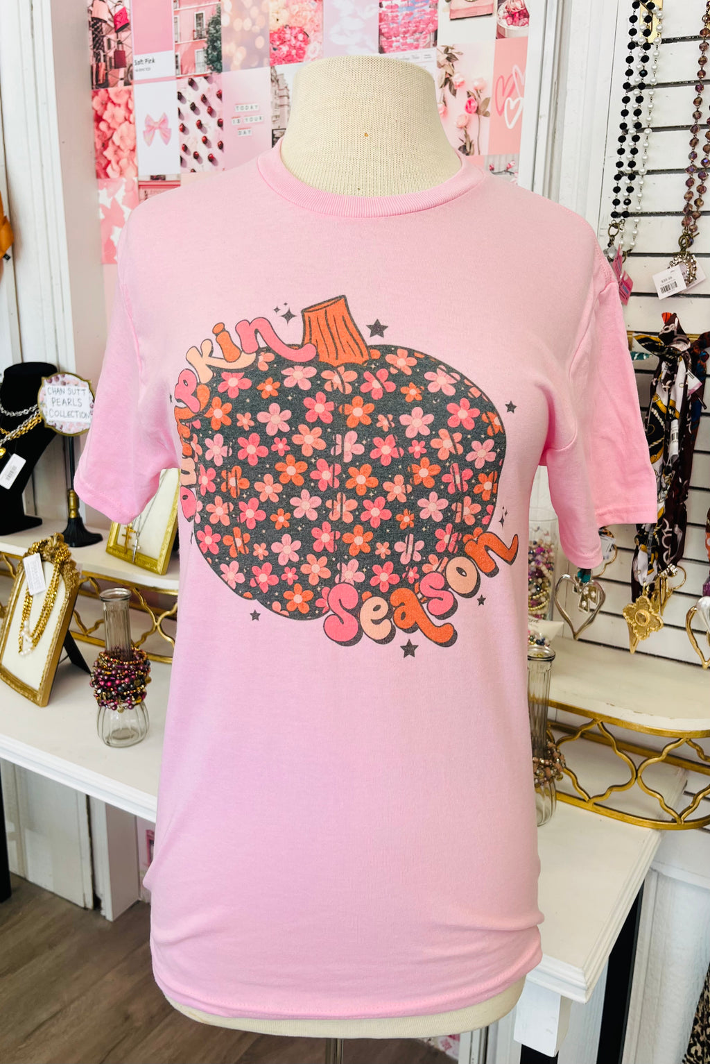 Pumpkin Season Daisy Pink Tee