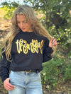 Thankful in Gold Metallic Puff Sweatshirt