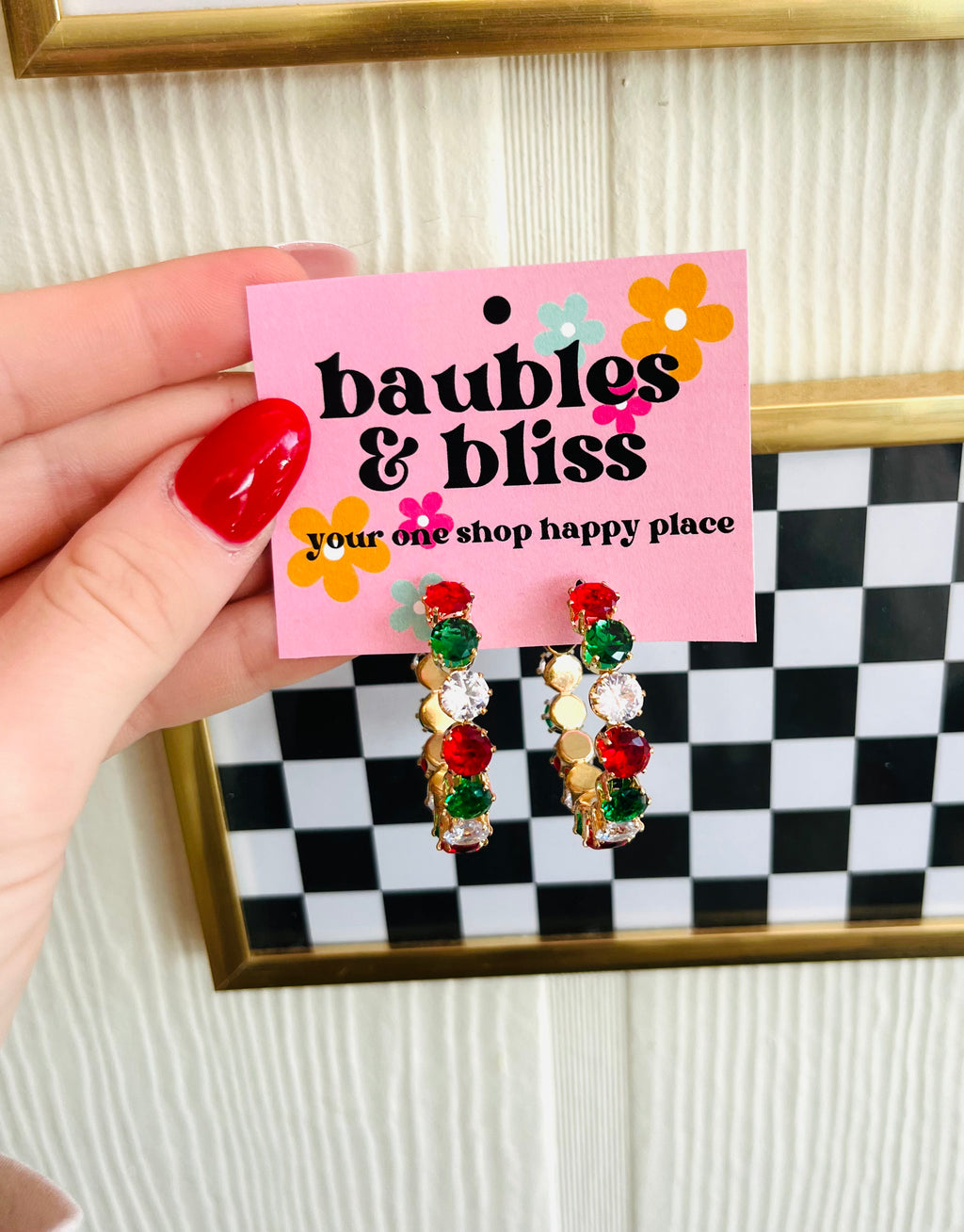 Haul Out The Holly Crystal Hoop Earrings