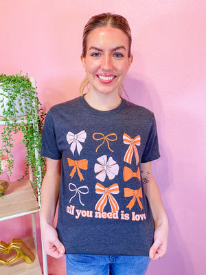 All You Need Is Love Coral Bows Tee