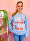 Cherry Hearts Bow Accent Baby Blue Sweatshirt