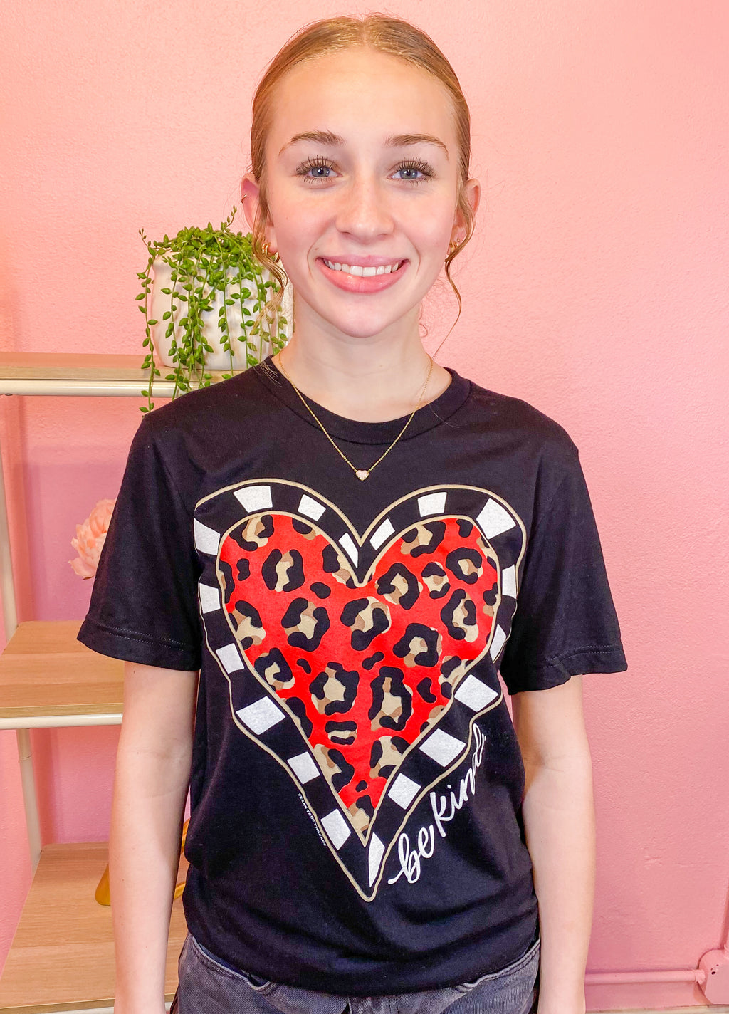 Be Kind Leopard Heart Tee