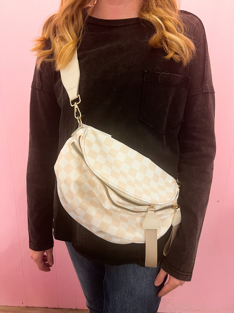 Always on Check Oversized Nylon Checkered Bum Bag