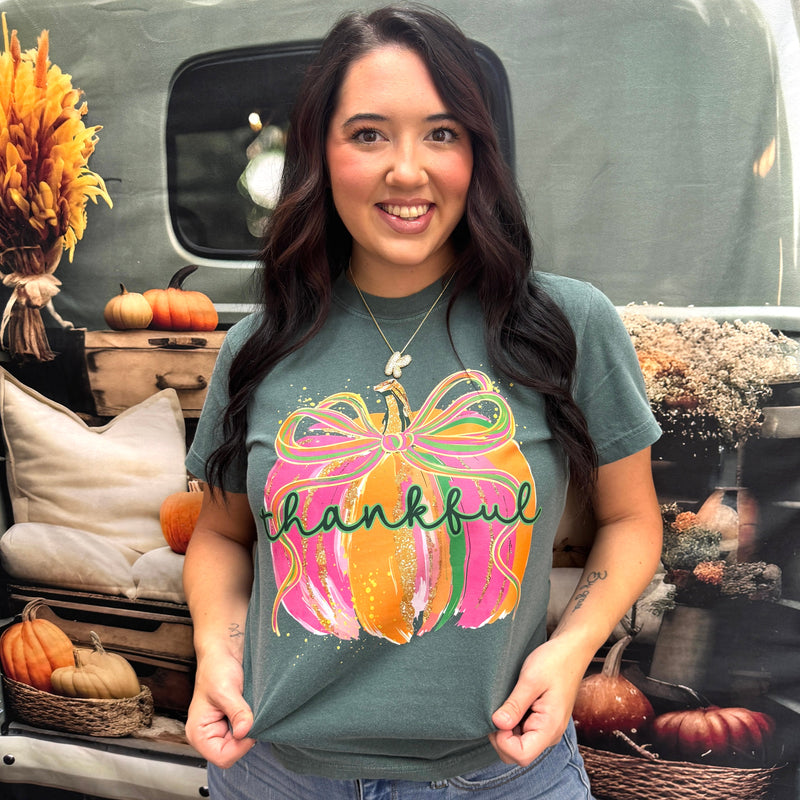 Colorful Thankful Pumpkin Graphic Tee