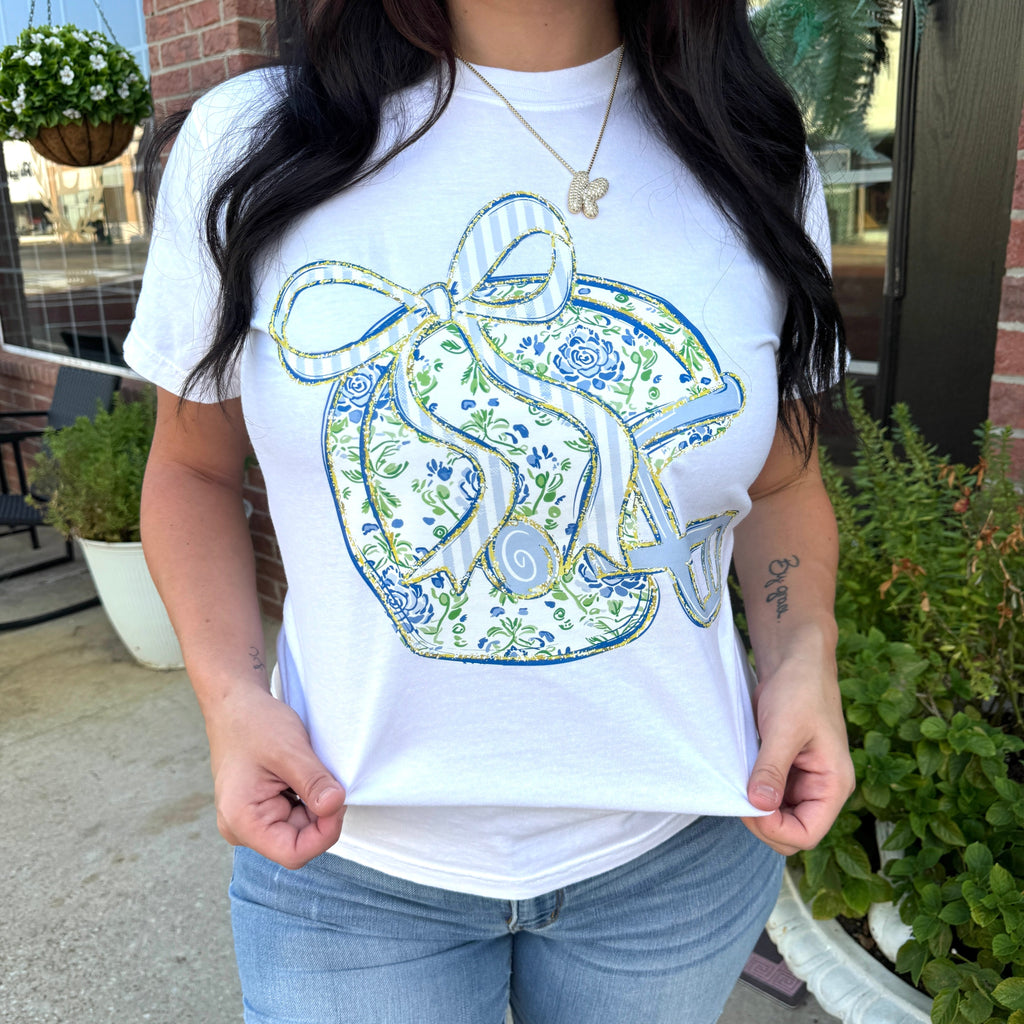 Floral Football Helmet Graphic Tee