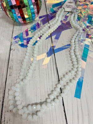 White - Beaded Necklace 60"