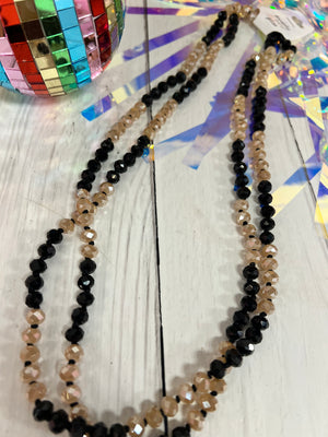 Uptown Taupe & Black - Beaded Necklace 60"